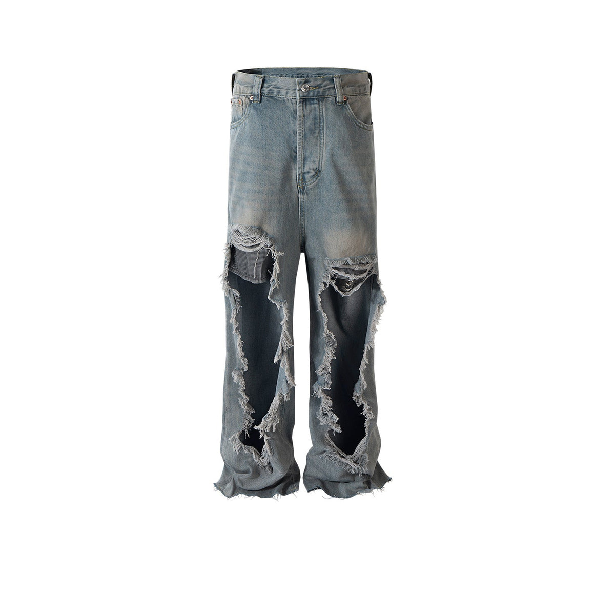 Mens Vintage Pants Trousers Washed Retro Blue Jeans MIJKO