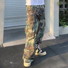 Men's Vintage Pants Men's Women's Camouflage Casual Overalls MIJKO