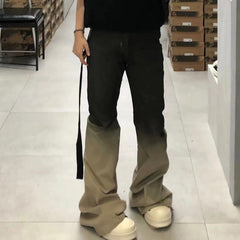 Mens Vintage Pants Gradual Change Color Unisex Bootcut Pants MIJKO