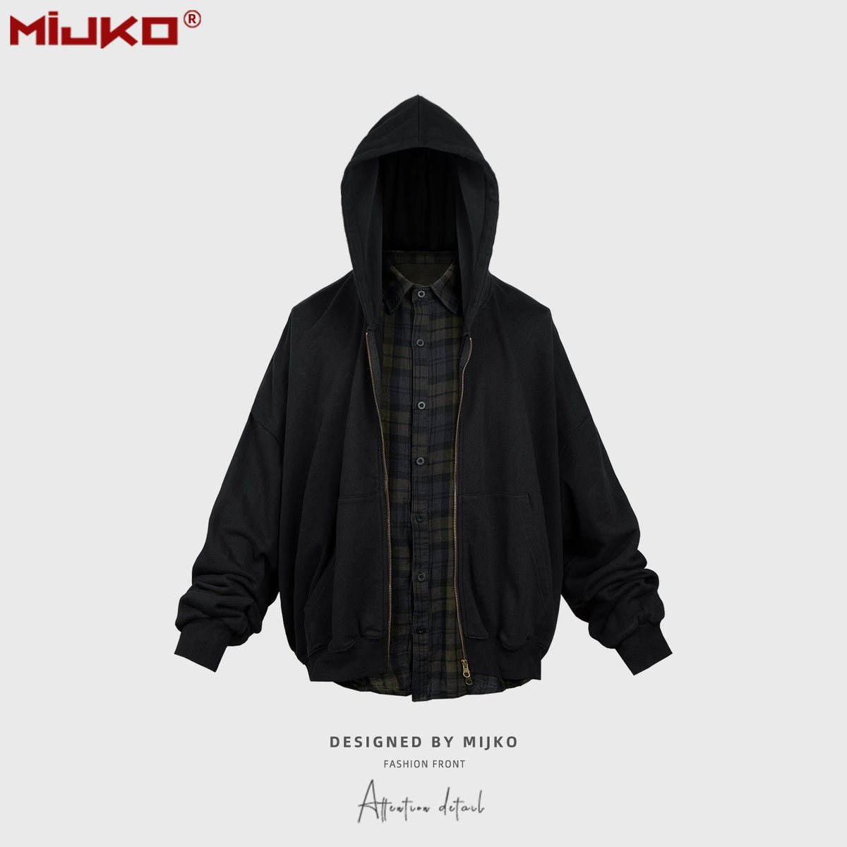Mens Jacket Fake Two-piece Shirt Splicing Heavy Jacket MIJKO