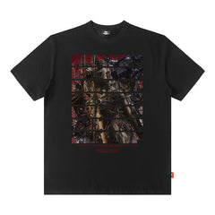 T-shirt imprimé col rond manches courtes pour homme et femme coupe ample