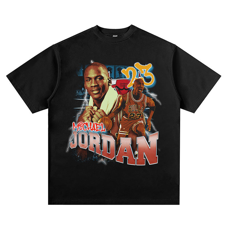 Nba T Shirt Jordan Basketball Nba Character Printed Short Sleeve T-shirt Loose Men and Women