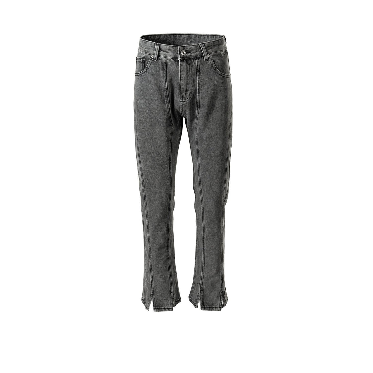 Men Vintage Pants Splicing Wide-footed Trousers Washed Old Jeans MIJKO