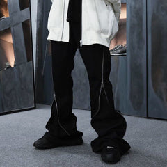 Men's Vintage Pants Men's Women's Autumn and Winter Pants Zipper Jeans MIJKO