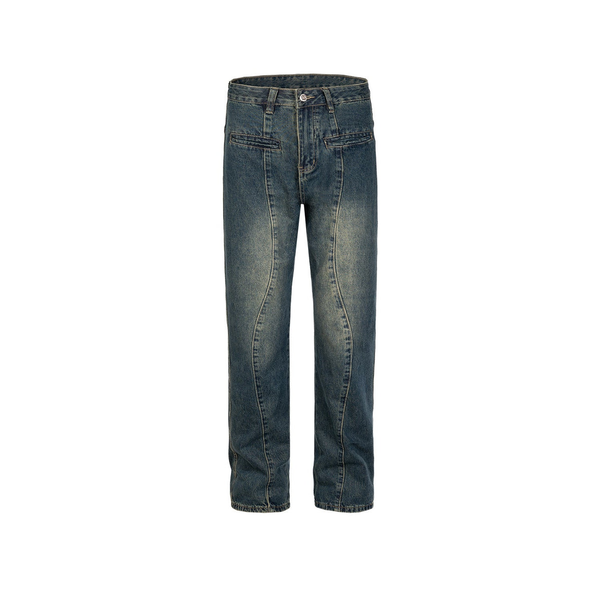 Mens Vintage Pants Splicing Trousers Washed Jeans MIJKO