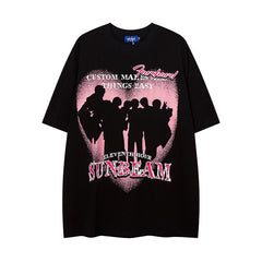 Men T Shirt Hip-Hop Street Retro Bottoming T-shirt Casual All-Match Short-Sleeved Men and Women