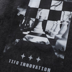 Men Long Sleeve T Shirt Creative Checkerboard Pattern Distressed