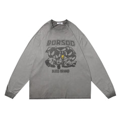 Men Long Sleeve T Shirt Funny Creative Cartoon Print Loose