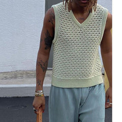 Rave Outfits Mens Vest Knitted V-neck