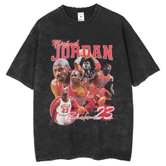 Mens T Shirts Washed Retro Short Sleeve T-Shirt Washed Street Print