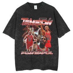 Mens T Shirts Rodman T-Shirts Jerseys Washed Old Vintage Short Sleeves Oversize