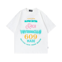 Men's T Shirt Printed round Neck T-shirt Men's and Women's Cotton Short Sleeve