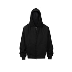 Mens Jacket Double Zipper Heavy Simple Hooded Sweater MIJKO