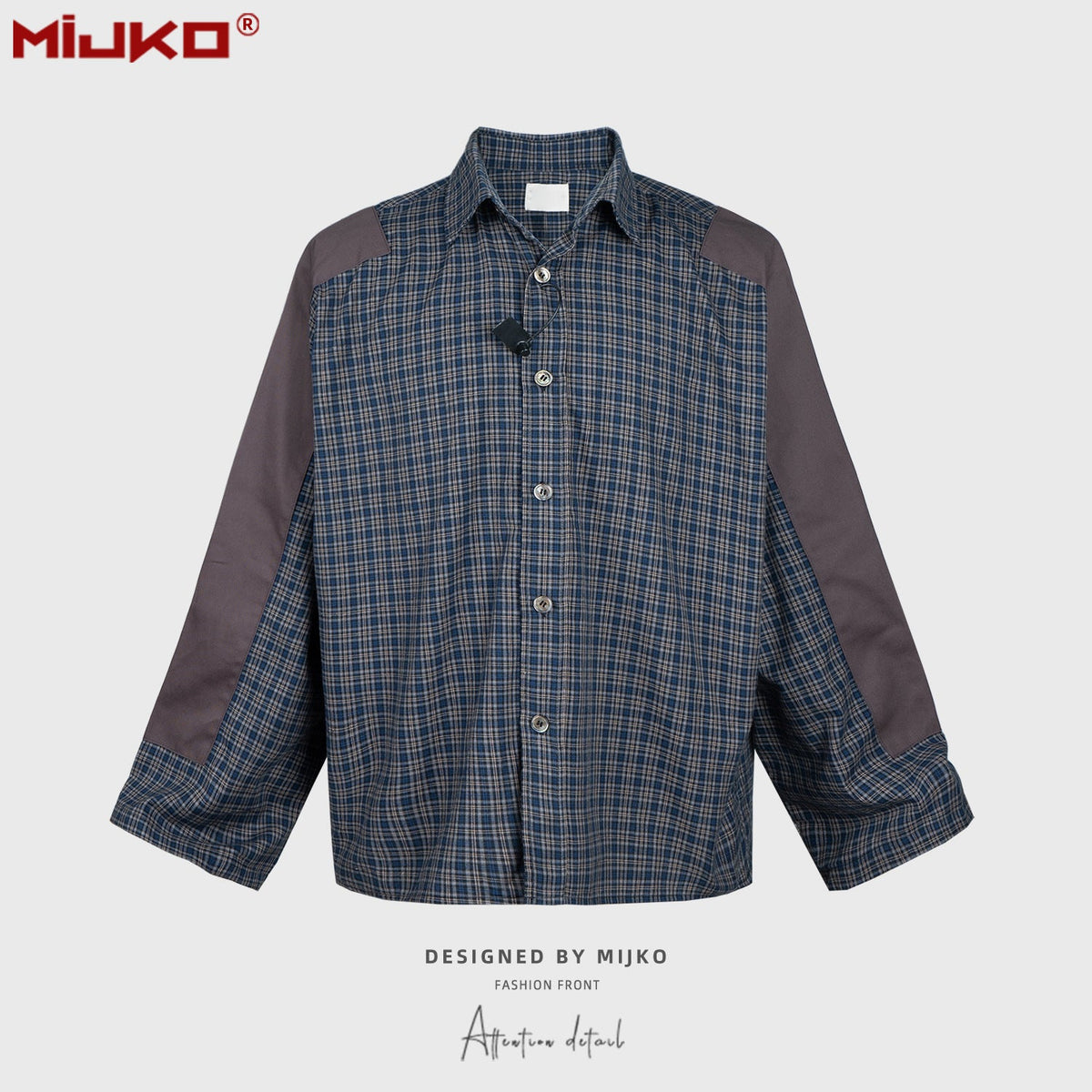 Mens Jacket Spliced Plaid Jacket MIJKO