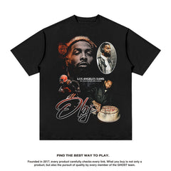 Nba T Shirt Summer Star Nfl Printing Short Sleeve T-shirt Top Washed