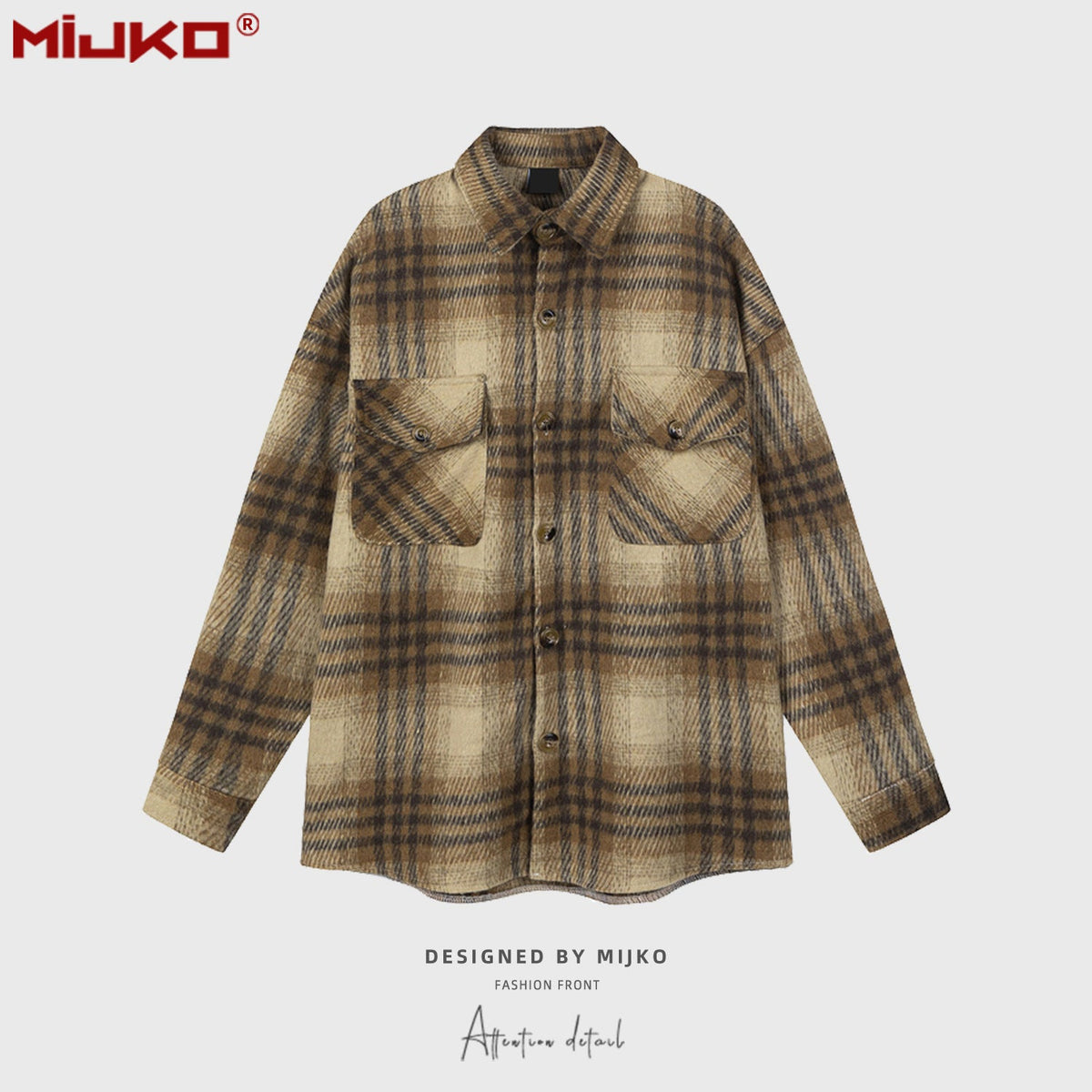Mens Jacket Loose Plaid Unisex Jacket MIJKO