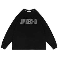 Men Long Sleeve T Shirt Hot Drilling Loose Casual