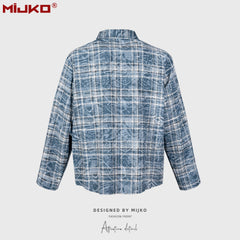 Mens Jacket Textured Plaid Shirt Jacket MIJKO
