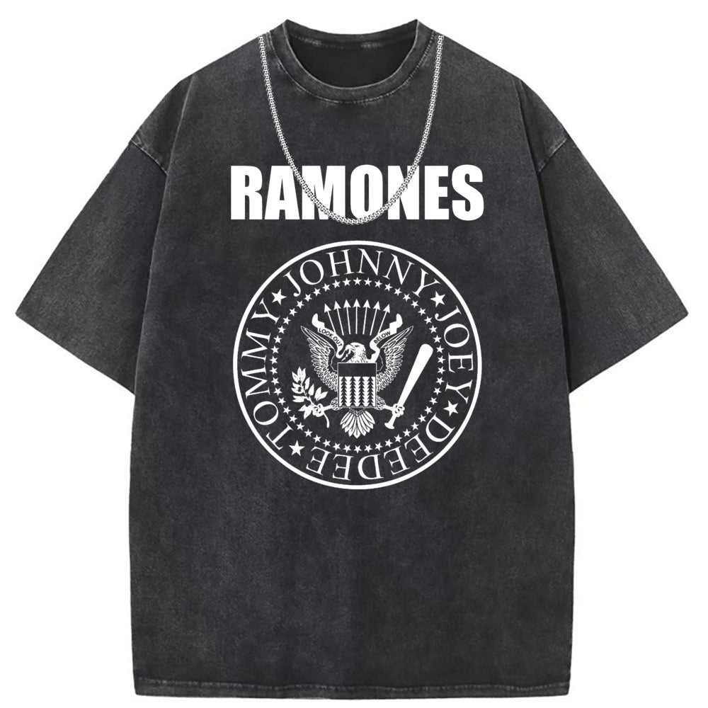 Men T Shirts Washed and old printed short-sleeved T-shirt loose and casual