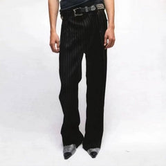 MIJKO men's clothing women's violent pattern washing destruction splashing ink old money wind trousers men's and women's straight cat whisker trousers