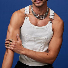 Rave Outfits Men Vest Knitted Top