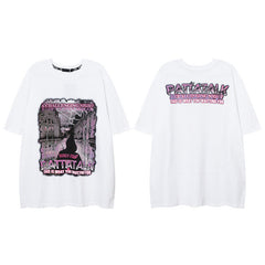 Men T Shirt Hiphop Street Retro Printed Couple Short Sleeve T-shirt Men and Women