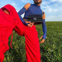 Rave Outfits Mens Vest off-Shoulder Hollow Knit