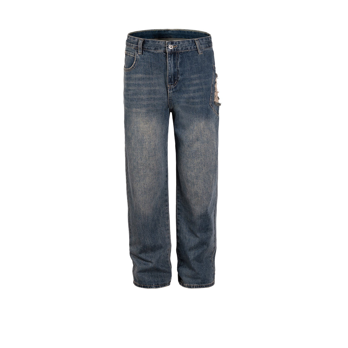 Men's Vintage Pants Men's Women's Decorative Trousers Straight Washed Jeans MIJKO