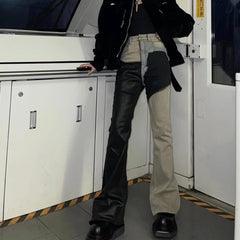 Mens Vintage Pants RICK wind splicing coated micro-pull jeans MIJKO