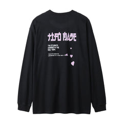 Men Long Sleeve T Shirt Portrait Heart Shape Printed Anime round
