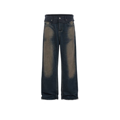 Men's Vintage Pants Men's Women's Wide Pants Old Splicing Jeans MIJKO