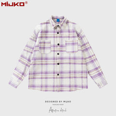 Mens Jacket Plaid Loose Jacket Unisex MIJKO