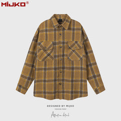 Mens Jacket Loose Plaid Unisex Jacket MIJKO