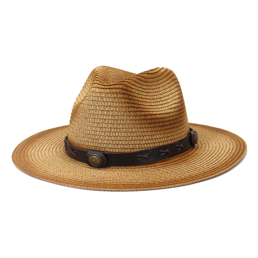 Chapeaux de Cowboy en Paille Hommes et Femmes Protection Solaire Extérieure Plage