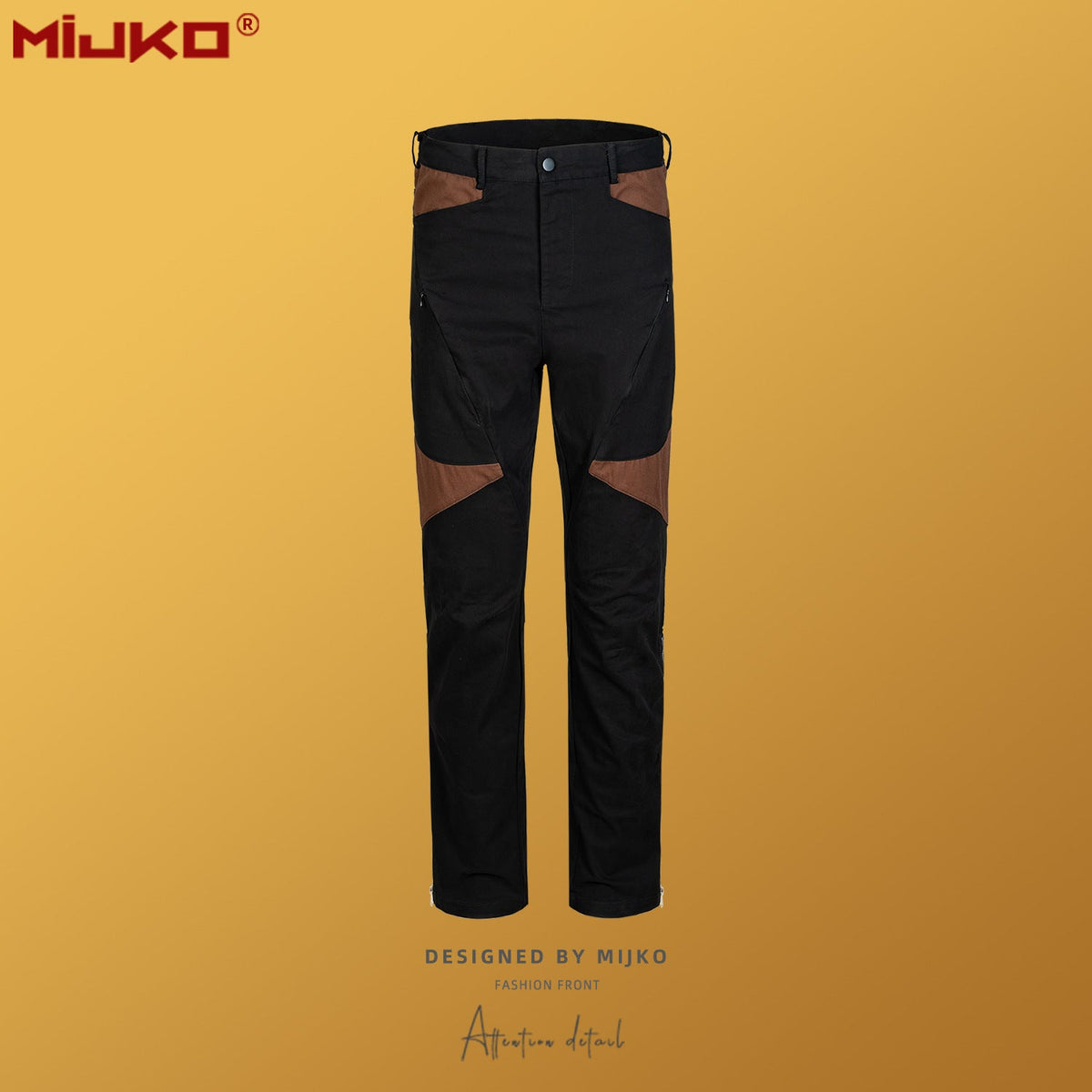 Mens Vintage Pants Zip Casual Wide-footed Pants MIJKO
