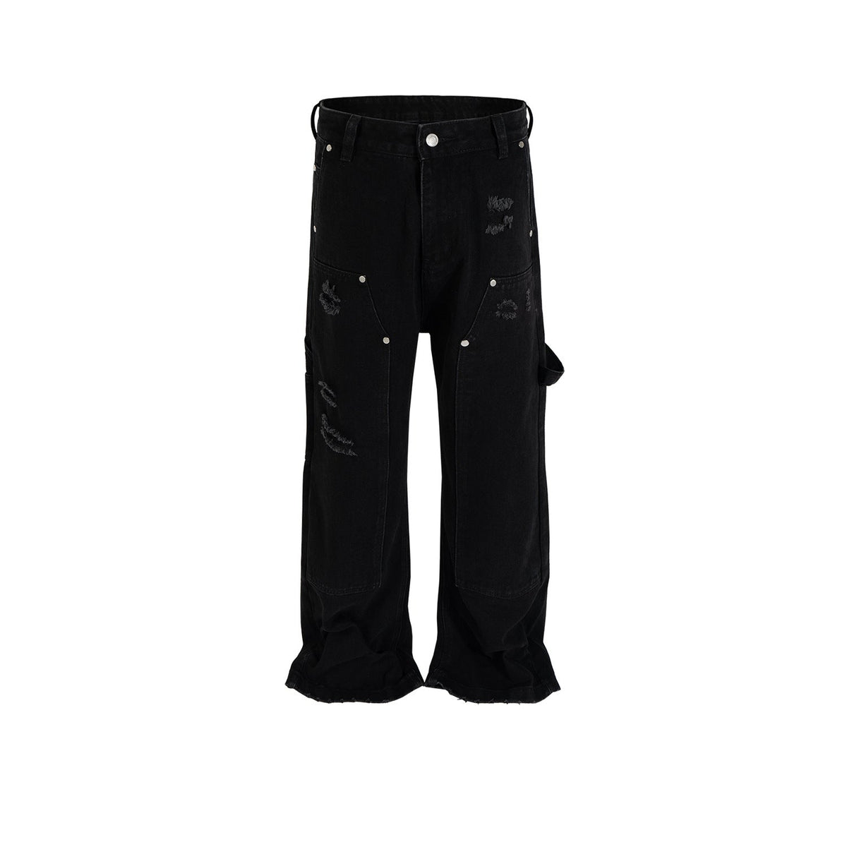 Men Vintage Pants High Street Spliced Trousers Men's and Women's Design Black Jeans MIJKO