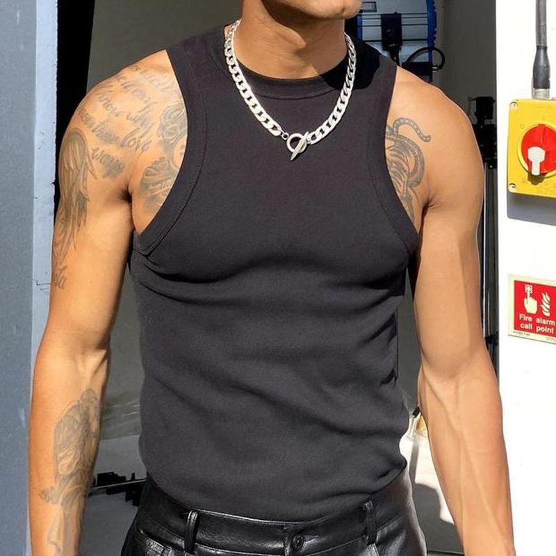 Rave Outfits Mens Vest Sleeveless Breathable Base Clothing