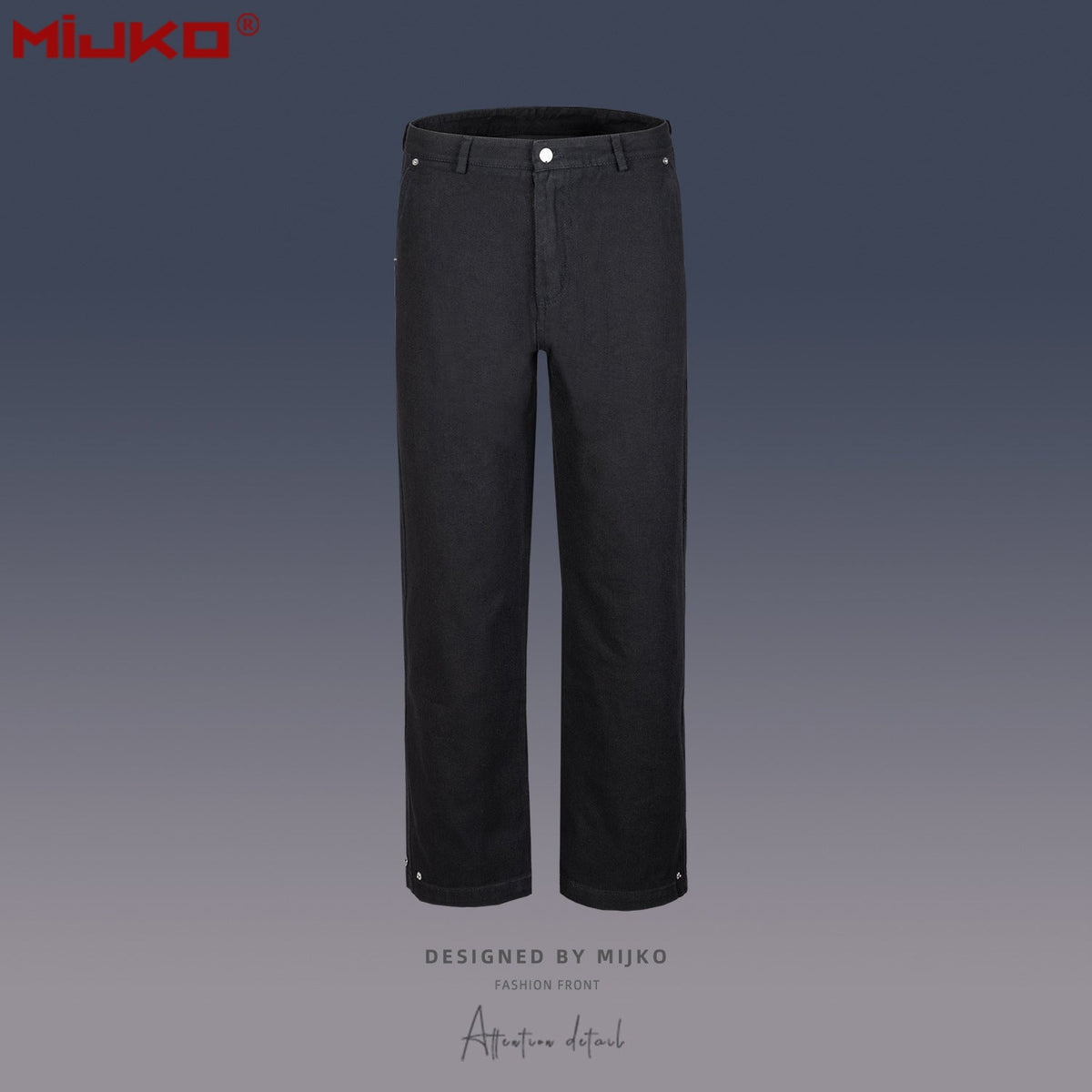 Mens Vintage Pants Black Denim Casual Pants MIJKO