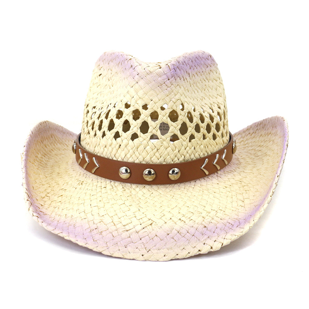 Chapeaux de cowboy en paille Printemps/Été Chapeau de cowboy en paille pour homme, idéal pour les voyages en extérieur