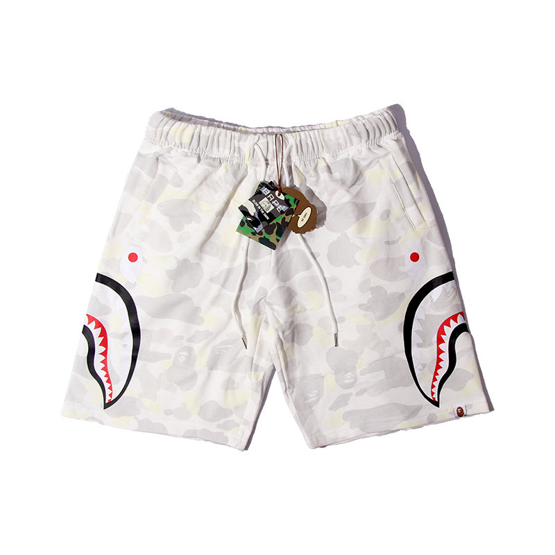 Ape head shorts camouflage luminous shark shorts boys and teenagers side-printed five-point pants straight beach pants