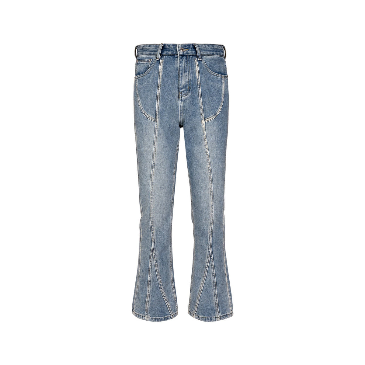 Men's Vintage Pants splicing men's and women's slightly washed white retro jeans MIJKO