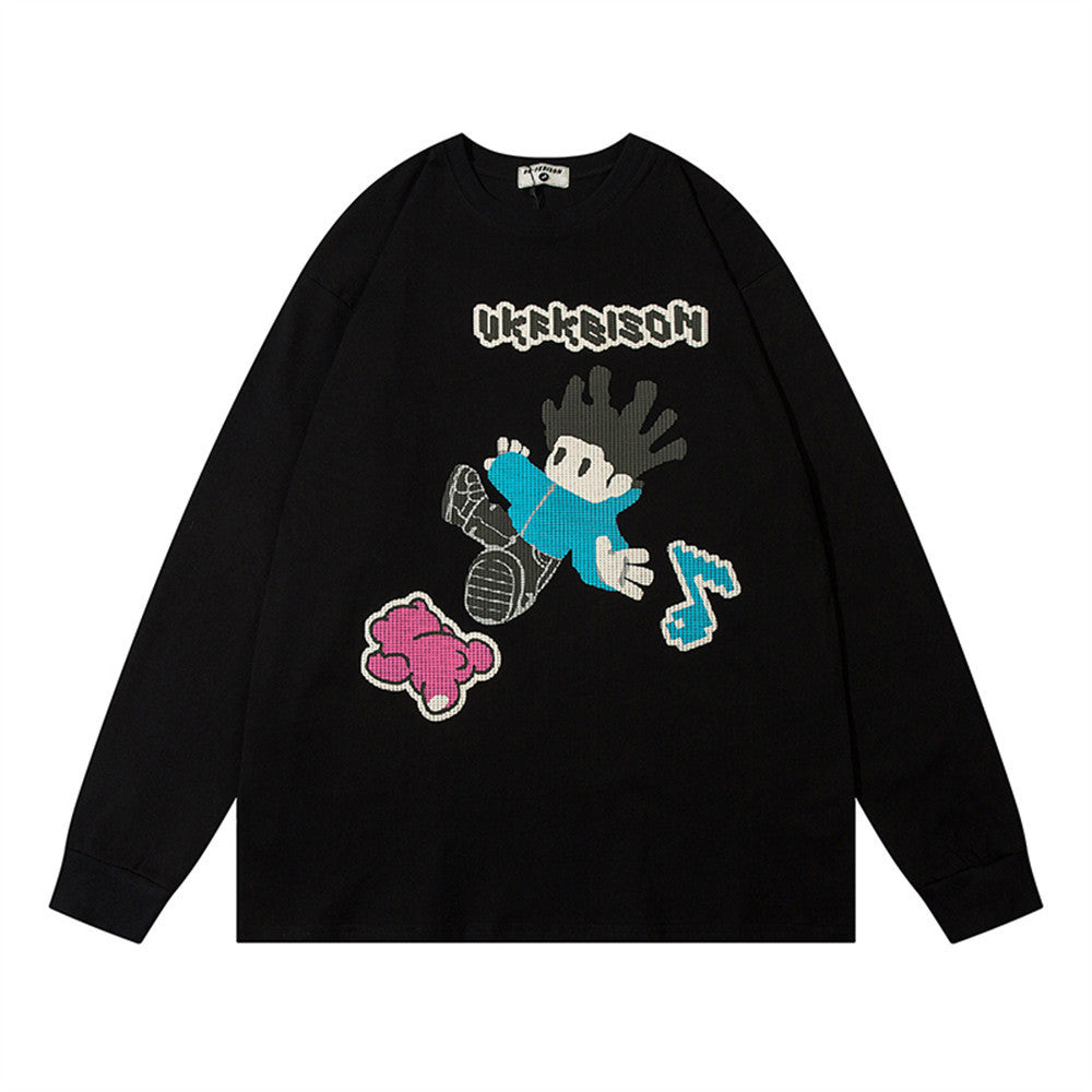 Men Long Sleeve T Shirt Fun Cartoon Printed Cotton