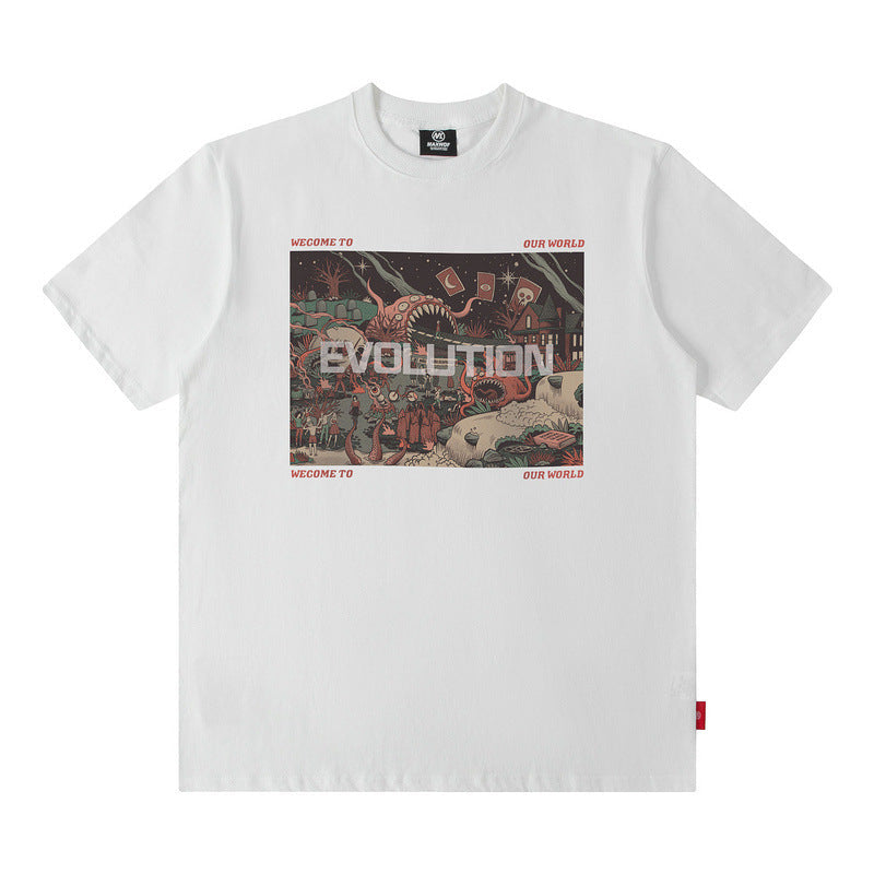 Men T Shirt Printed Short Sleeve T-shirt Men's and Women's Printed Loose