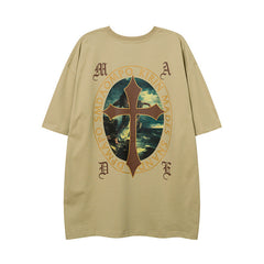 Men T Shirt Printed Short Sleeve Men's and Women's Loose Vintaget T-shirt