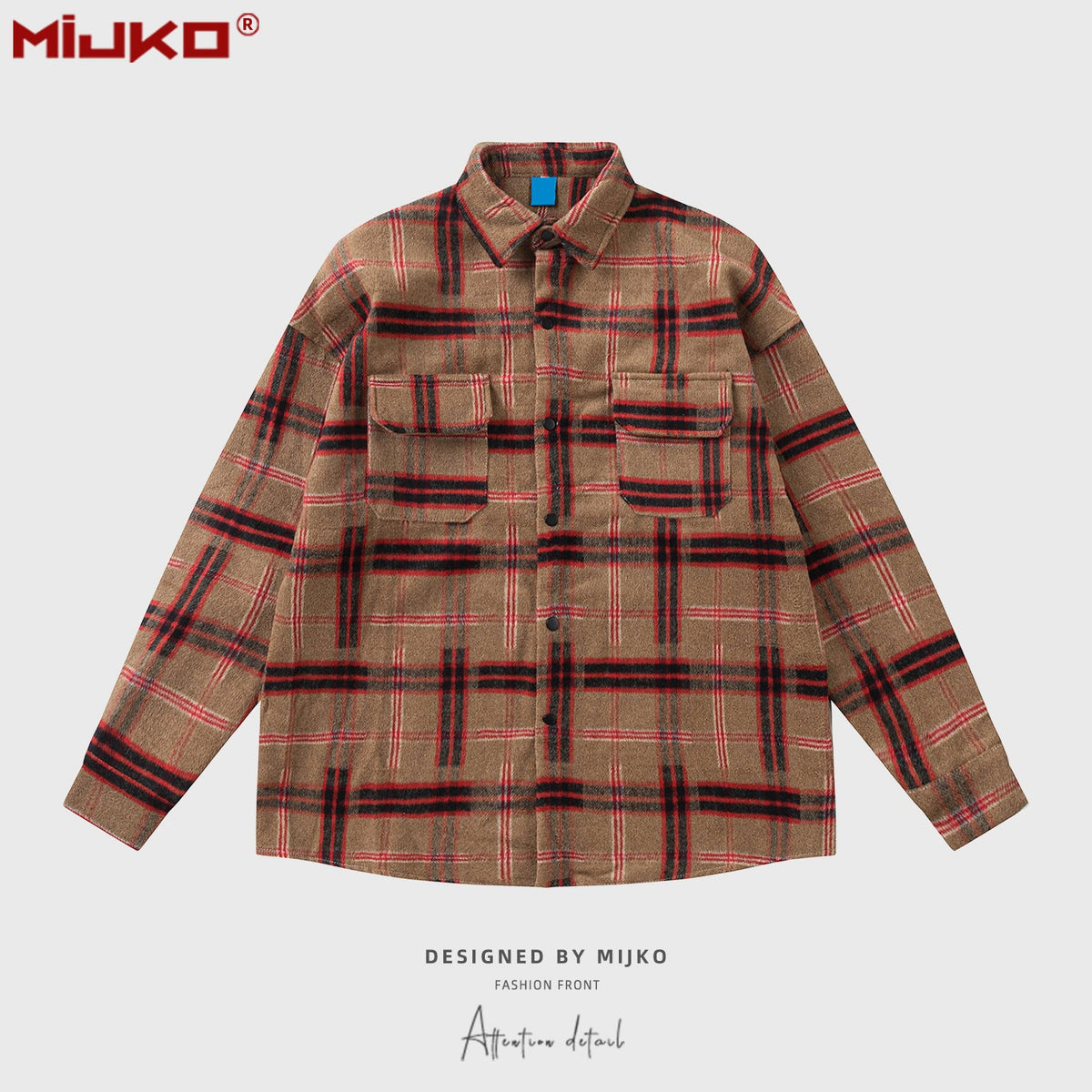 Mens Jacket Loose Plaid Jacket Unisex MIJKO