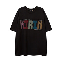 T-shirt Homme Strass Thermocollant Manches Courtes T-shirt Homme Marque Tendance Été Ample