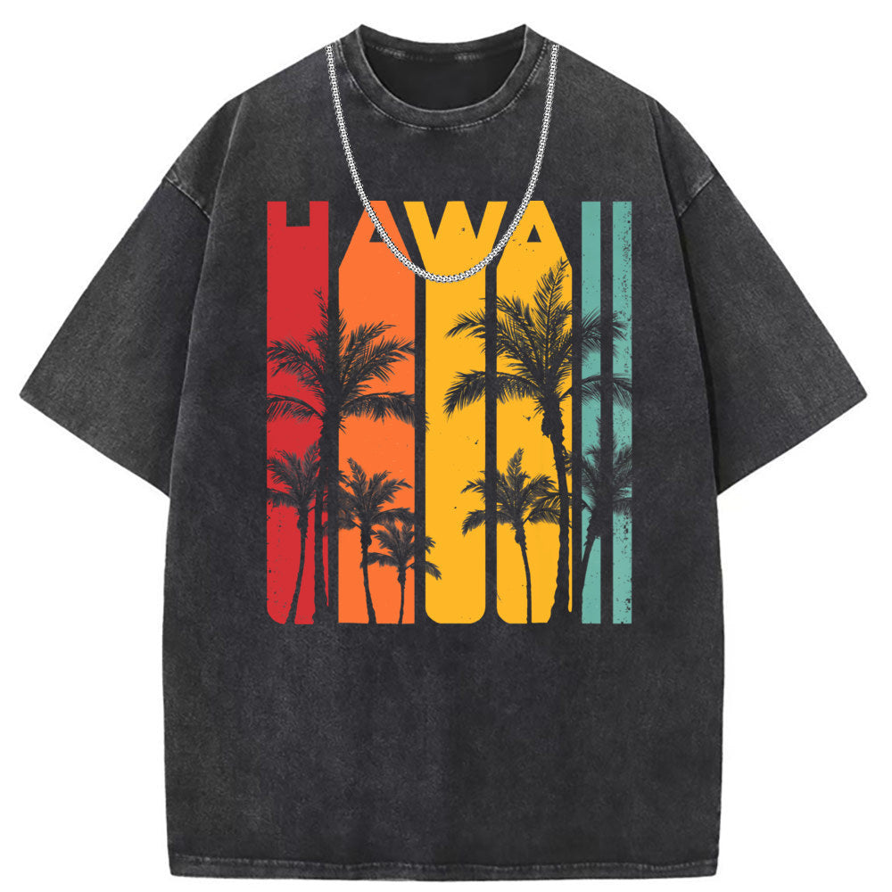 Men T Shirts Short-sleeved T-shirt washed and made old American street