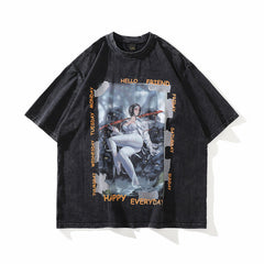 T-shirt Homme Imprimé Rétro Portrait Manches Courtes Ample