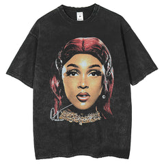 Men T Shirts Printed Washing Water Old T-Shirts Loose Crew Neck Short Sleeves Retro