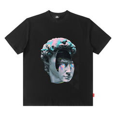 T-shirt homme Rétro Marque de mode T-shirt à manches courtes Homme et Femme Ample Pur Coton Couple